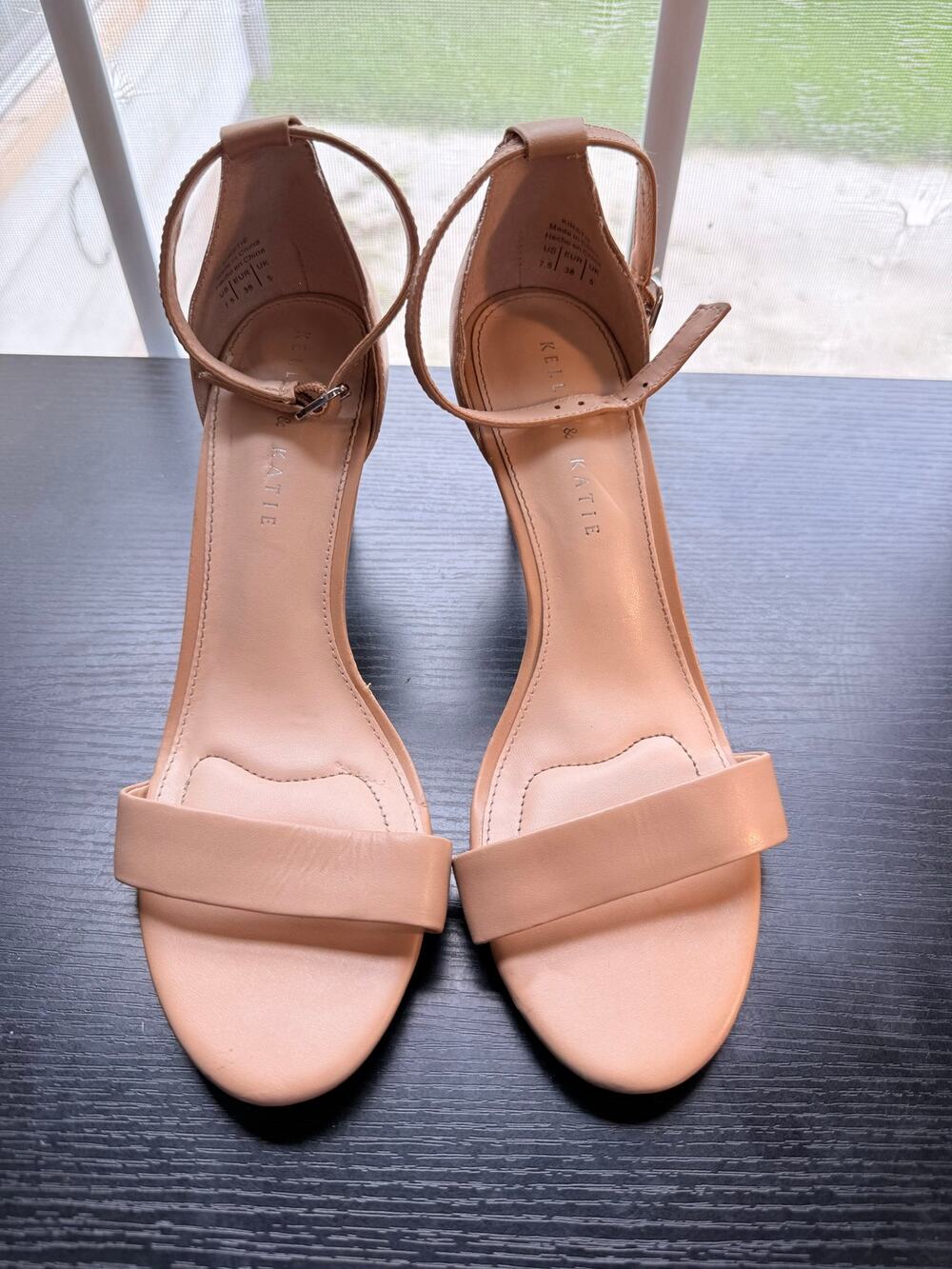 Kelly & Katie Kirstie Nude Ankle Strap Heels Womens Size 7.5 Open Toe Dress Shoe